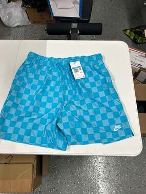 Nike Men's Club Flow Checkered Shorts in Blue FN3098-447